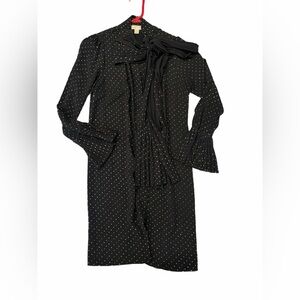 MICHAEL Michael Kors Black Long Sleeve Dress with White Dots